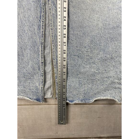 Maurices M Jeans Skirt Womens 16 Acid Wash Slit in Front Stretch Denim Midi Y2K - Picture 5 of 11